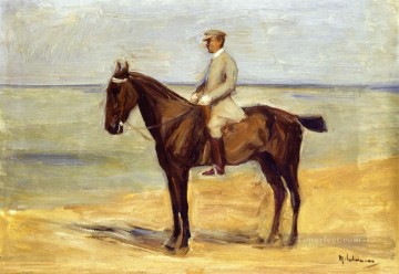 Max Liebermann Painting - Jinete en la playa mirando hacia la izquierda 1911 Max Liebermann Impresionismo alemán